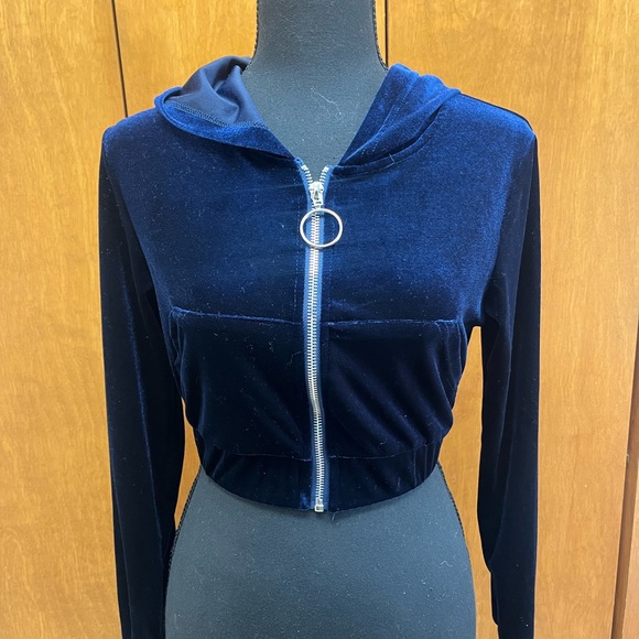SHEIN Velvet Deep Blue Women's Hoodie - Picture 1 of 4